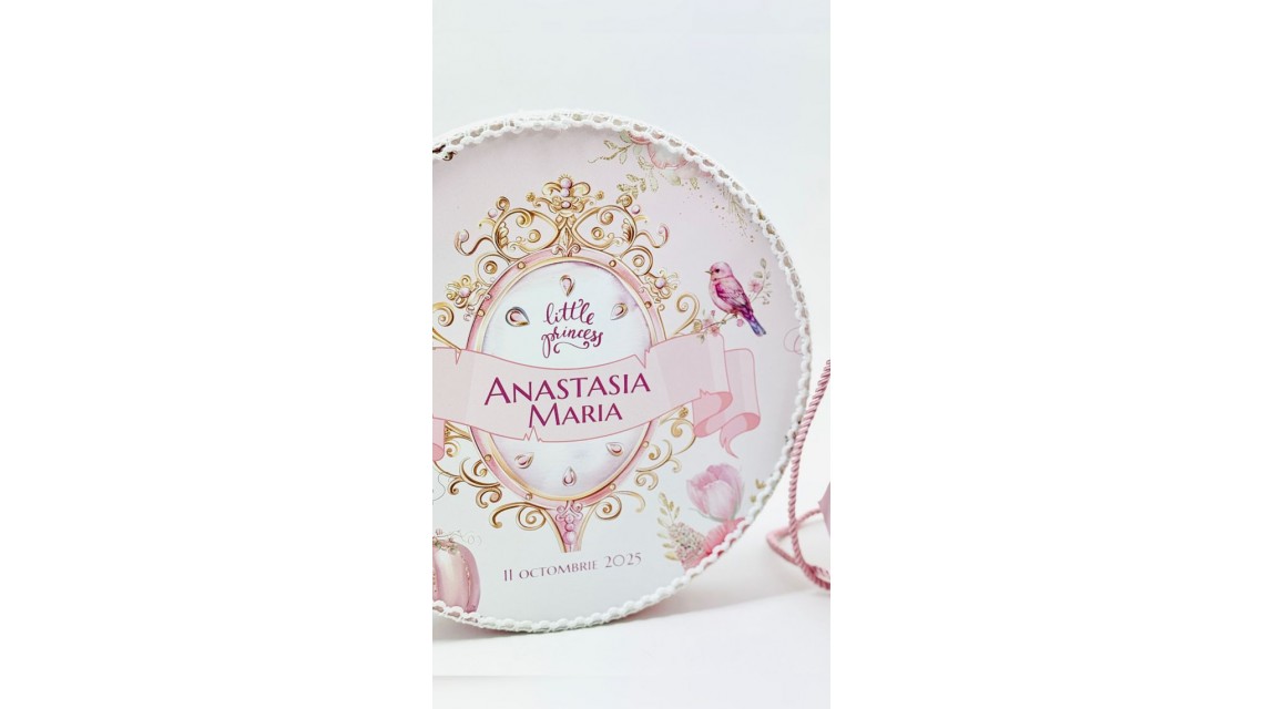 Trusou botez Princess Pink tematică prințesă, elegant și brodat 17